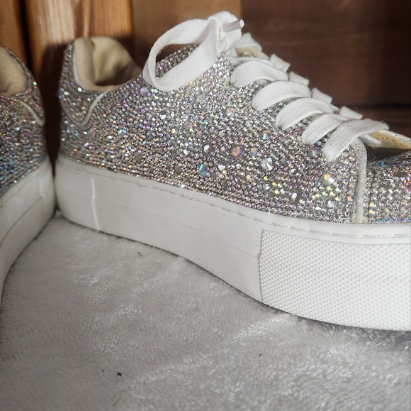Betsy Johnson Gorgeous Sparkling Silver Women's Platform Sneakers Size 6 - Picture 10 of 16